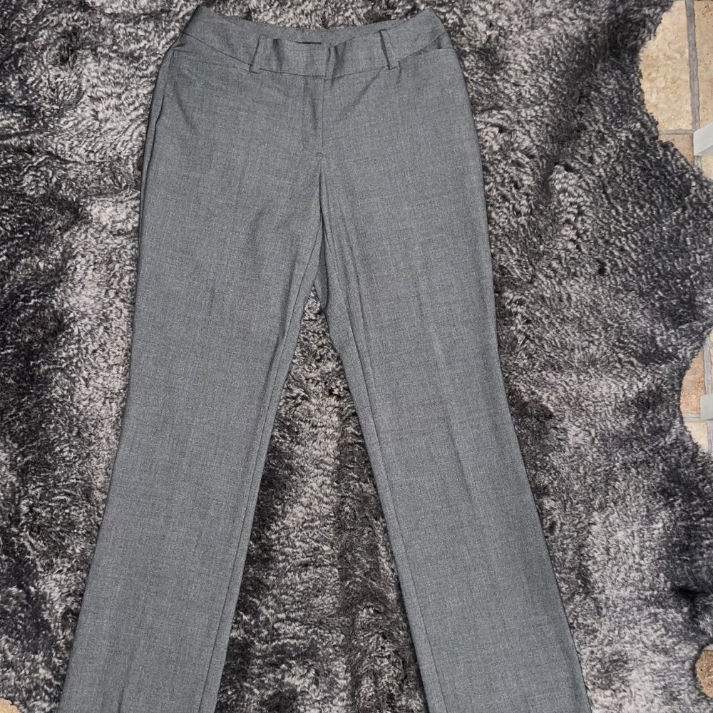 Worthington Slate Grey Women's Work Straight Leg Perfect Curvy Slacks Pants Sz 2